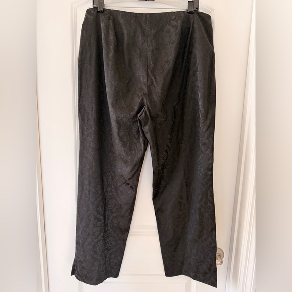 Black Jacquard Dress Pants Damask Pattern Elegant Evening Trousers - Picture 4 of 12